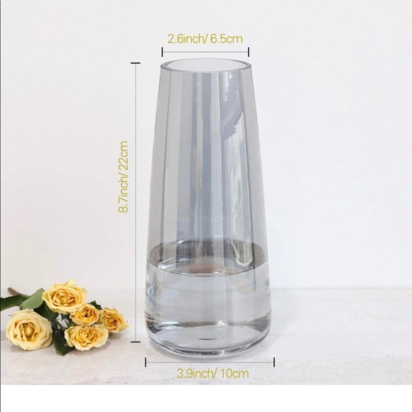 Lewondr Glass Vase, 22 cm Irised Crystal Ins Style Decorative Vase - Picture 6 of 7